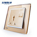 Livolo Manufacturer 1 Gang 1Way Push Button Switch 3 pines multifunción 13A Socket VL-W2Z1C-13